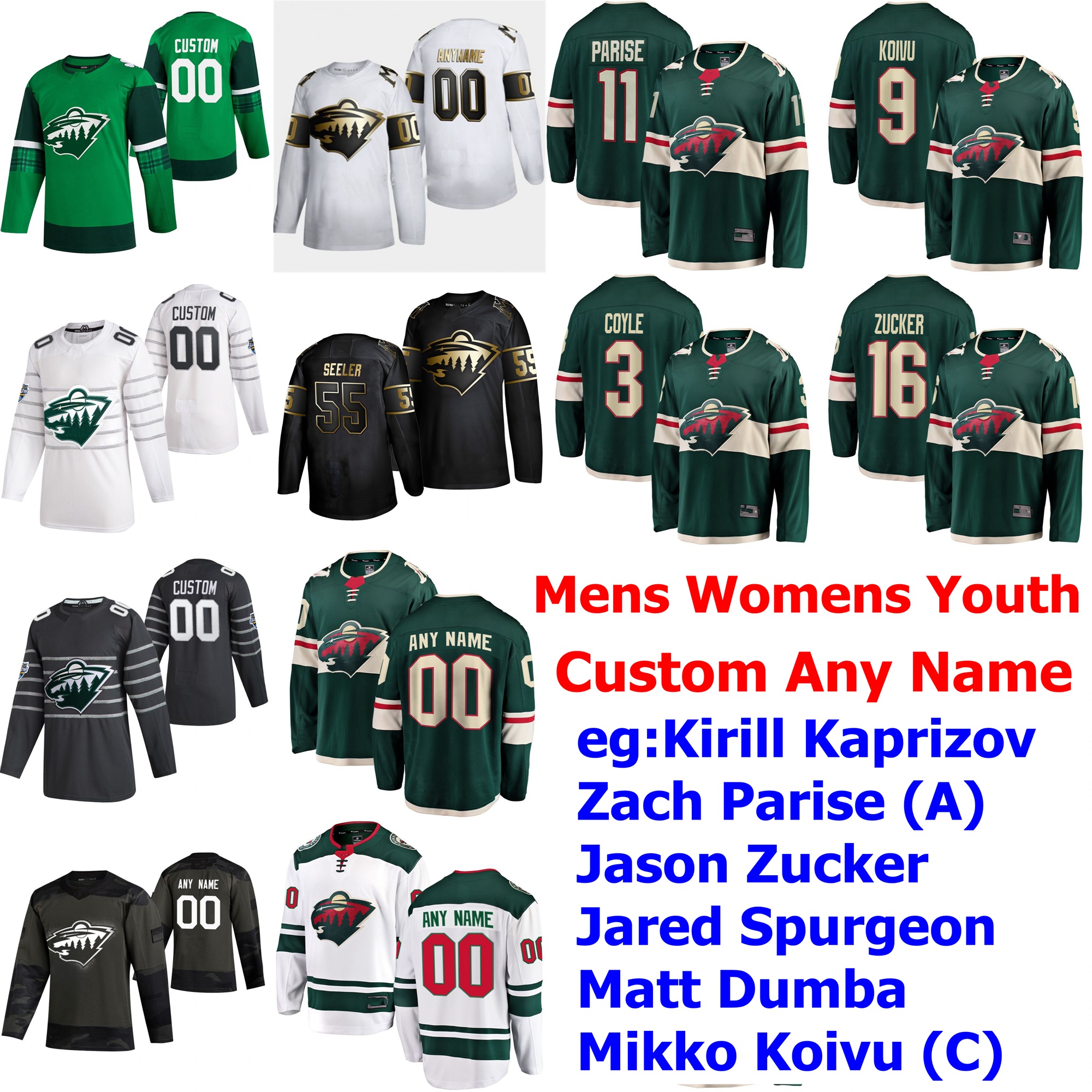 

2020 All Star Minnesota Wild Jerseys 97 Kirill Kaprizov Jersey Zach Parise Jason Zucker Jared Spurgeon Ice Hockey Jerseys Custom Stitched, Mens white away