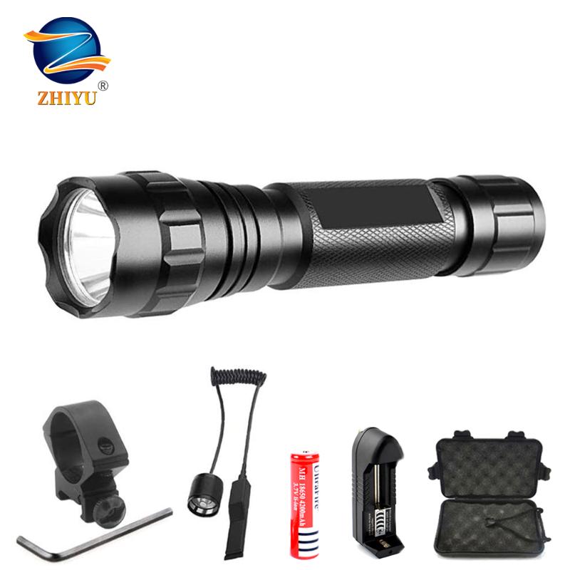 

ZHIYU Tactical LED White Light Hunting Torch Set with Remote Pressure Switch Rail Mount for hunting rifle