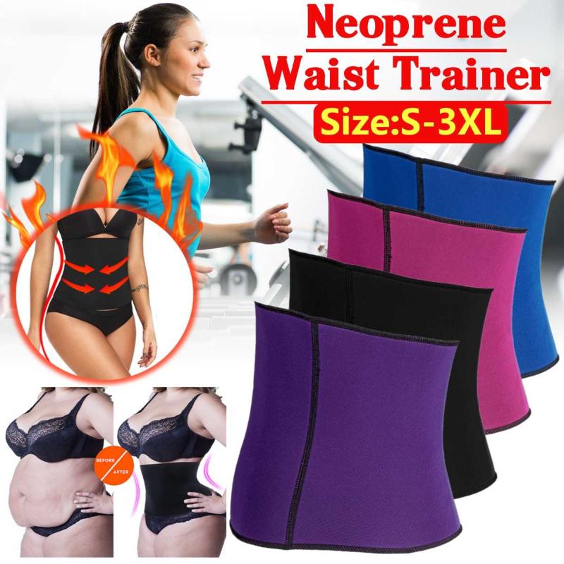 

Sports Fitness Slimming Elastic Waist Belts Home Gym Exercise Waist Support Body Shapewear Belt Corset Sweat Bodysuit Trainer, Black