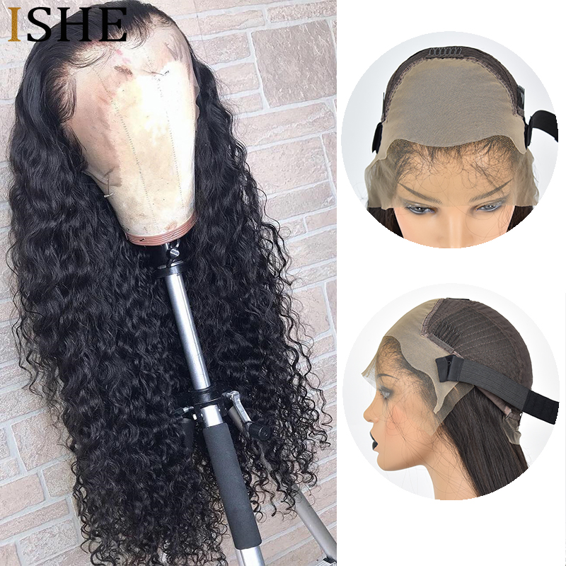 

Fake Scalp Wig Invisible Lace Front Wigs Jerry Curly Deep Part 13x6 Lace Front Wig Preplucked Lace Wig Humain Hair Remy Full End, Black