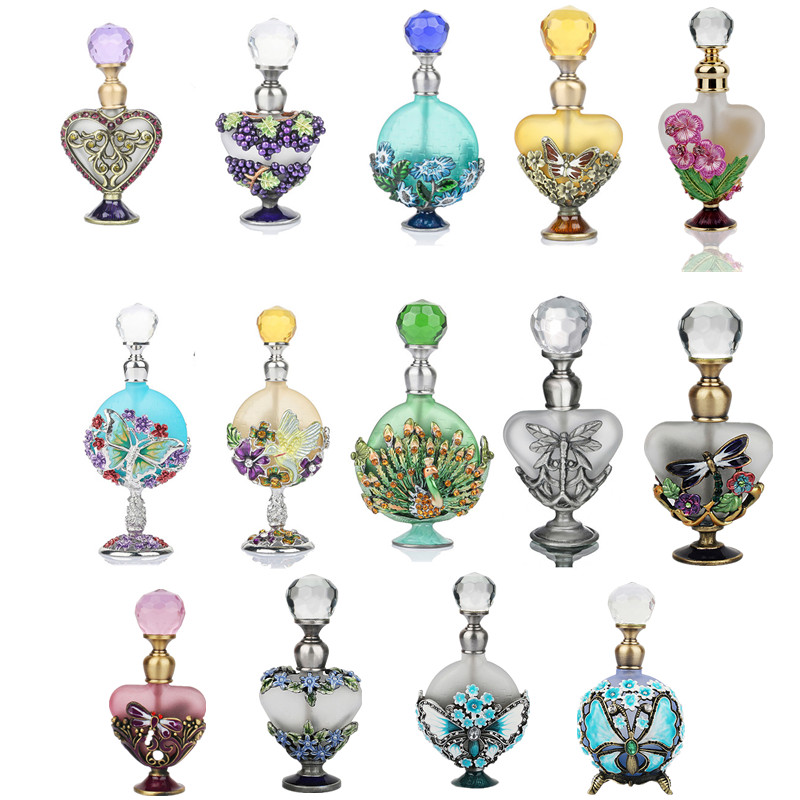 

H&D 17 Styles Antiqued Style Hand-Painted Glass Empty Perfume Containers Home Wedding Decoration Refillable Perfume Bottle Gift