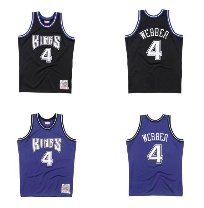 

Custom S-6XL Men women youth basketball Sacramento kings 4 Chris Webber Mitchell&Ness black blue 1998-99 Hardwoods Classics retro Jerseys, Black;red