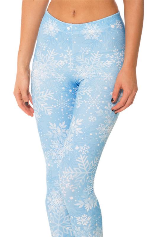 

JIGERJOGER 2020 3d print wholesale Free drop shipping white Snowflake sky blue Leggings Women' plus size XXXXL Running pants