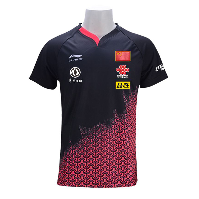 

LiNing XU XIN CHINA National Table Tennis shirt with all logos Men Game pingpong shirt , China Dragon Sport shirts, table Tennis shirt women, White;black