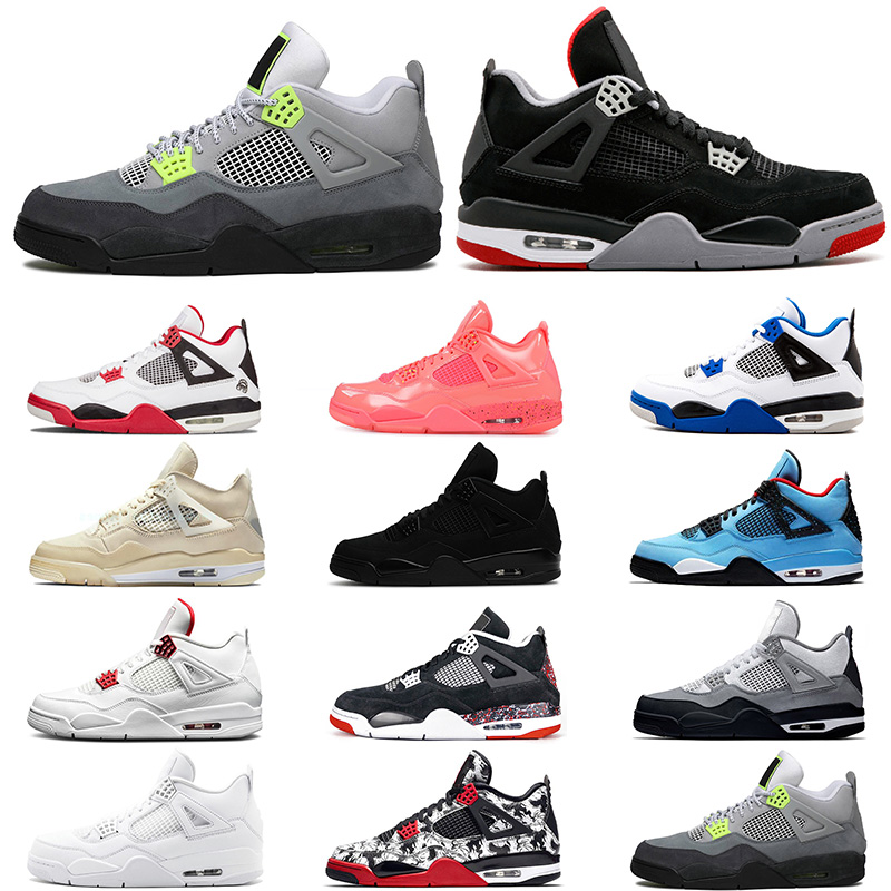 

2020 retro basketball shoes for man Travis Scotts Sail 4 4s Pure Money Court Purple Bred Royalty White Cement Tattoo Sports Sneakers 40-47