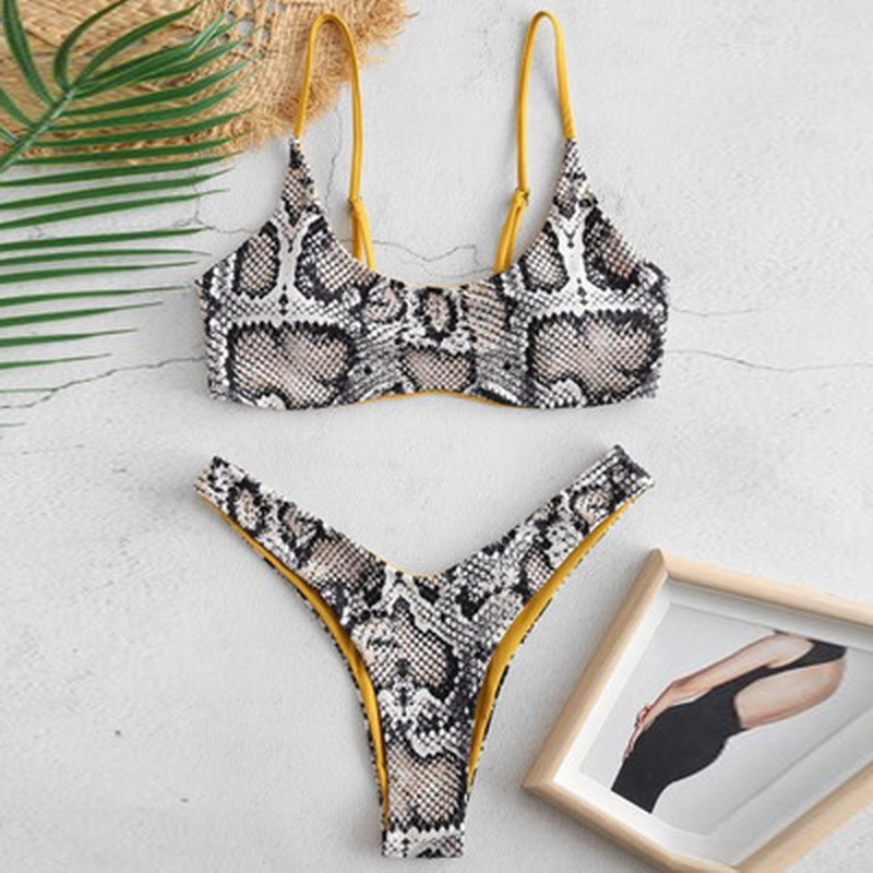 

Snakeskin Thong Bikini Set Women 2020 Push Up Separate Swimsuit Female Swimwear String Bikini Swimming Suit Tankini Bathing Suit, 03