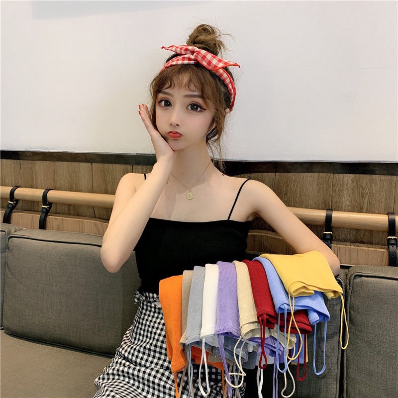 

Women Camis Solid Fitness Shirts Knitted Tank Tops Short Knitting Vest Tanks Top Elastic Strecth Tape Sleeveless T-shirt, Green