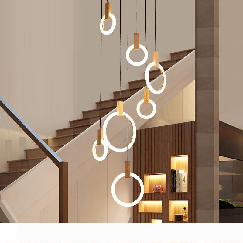 

Contemporary LED chandelier lights nordic led droplights Acrylic rings stair lighting 3 5 6 7 10 rings indoor lighting fixture