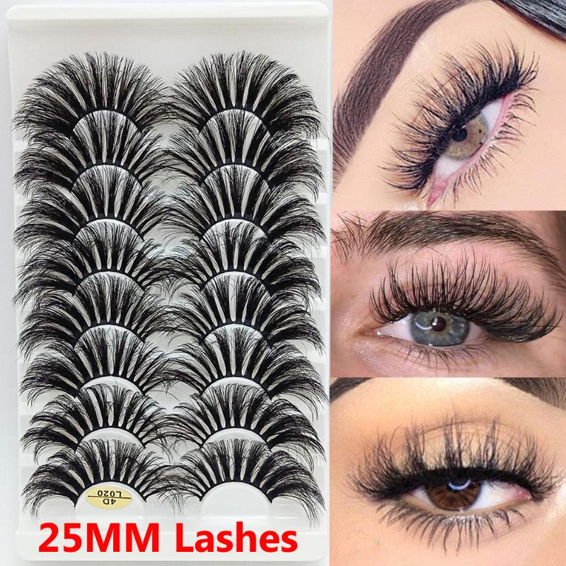 

8 Pairs 4D Mink False Eyelashes Natural Long Fluffy Dramatic Full Volume Lashes Handmade Eye Extension Makeup Tools 25mm