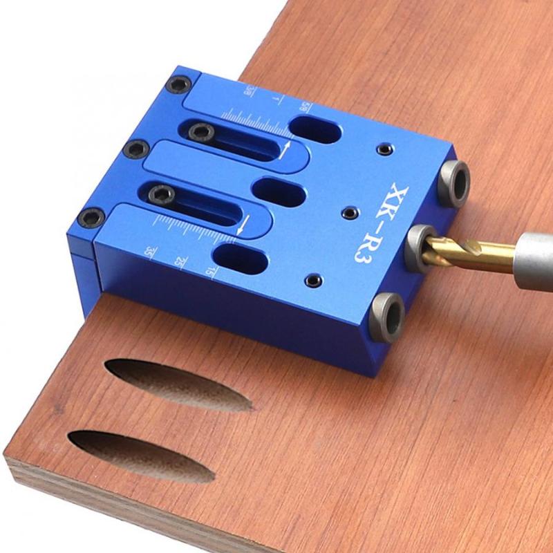 

Pocket Hole Drill Guide 3-Holes Aluminum Alloy Woodworking Hole Punch Locator Tool 9mm