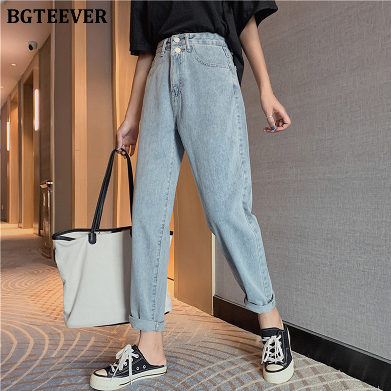 high waisted double button jeans
