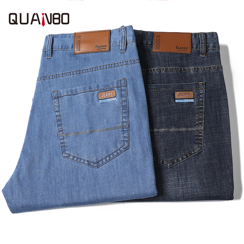 

Big Size Men's Jeans Summer Thin Loose Straight Denim Shorts Top Quality Man Denim Jeans, Navy blue