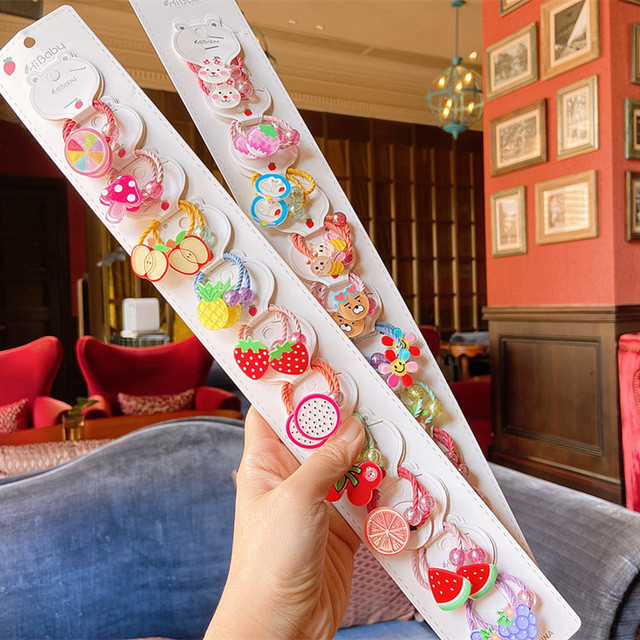 

20PCS New Cartoon Cute Lemon Grape Princess Headwear Kids Elastic Hair Bands Children Ropes Girls Accessories Baby Headdress