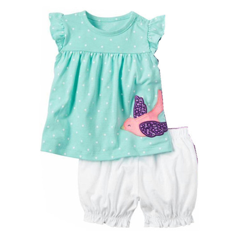 

Fashion Baby Girls Clothes Suit Bird Cute Newborn Clothing Sets Toddler T-Shirt Hot Shorts Summer Outfit 6 9 12 18 24 Month Tops, Khaki