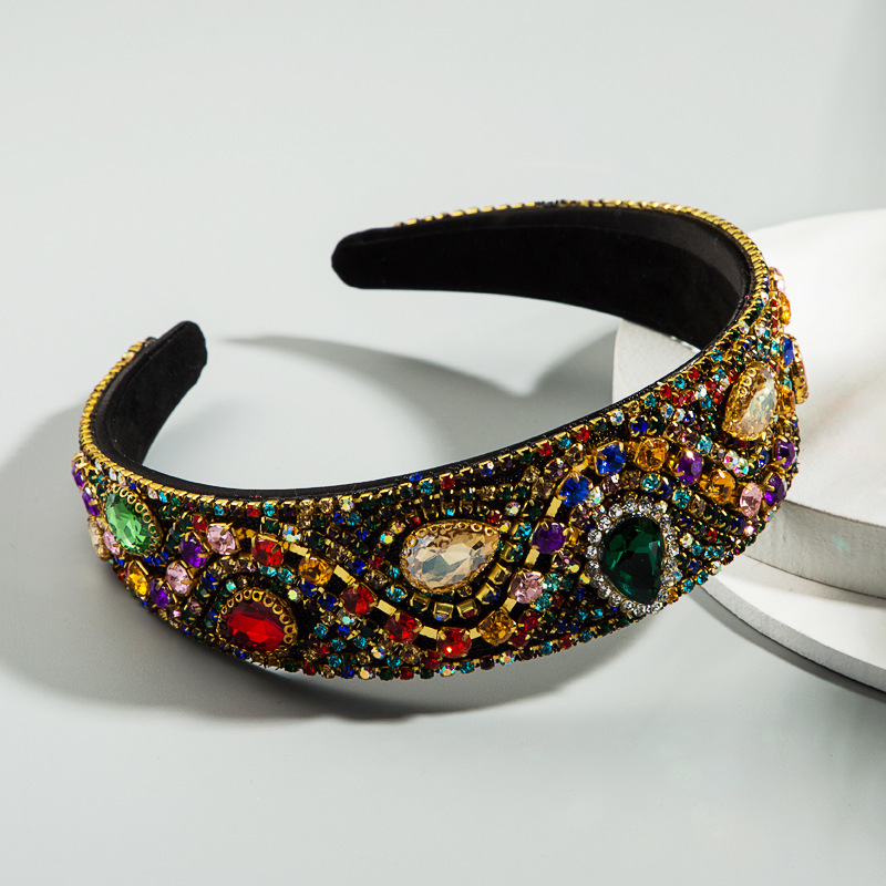

Style simple wide edge inlaid rhinestone hair band Super Flash personalized Ladies Street shooting high-end exquisite ins hair accessories