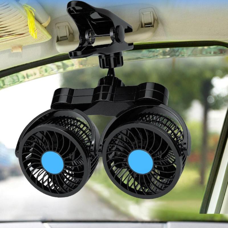 

circulating 12/24V Dual Head Adjustable Wind Summer Car Truck Rotatable Clip Cooling Fan car accessories interior