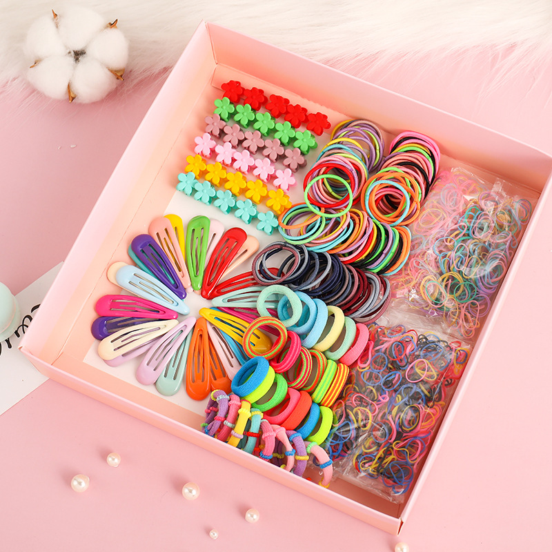 

1Set Girls Cute Elastic Hair Bands Hairpins Flower Hair Clip Rubber Band Ponytail Holder Kids Fashion Accessorie, No box 220pcs