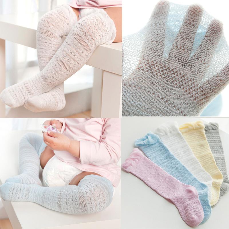 

JAYCOSIN New 0-4Years Cute Baby Boys Girls Cotton Mesh Breathable Soft Socks Newborn Infant Non-slip Long Socks Kids Knee High, White