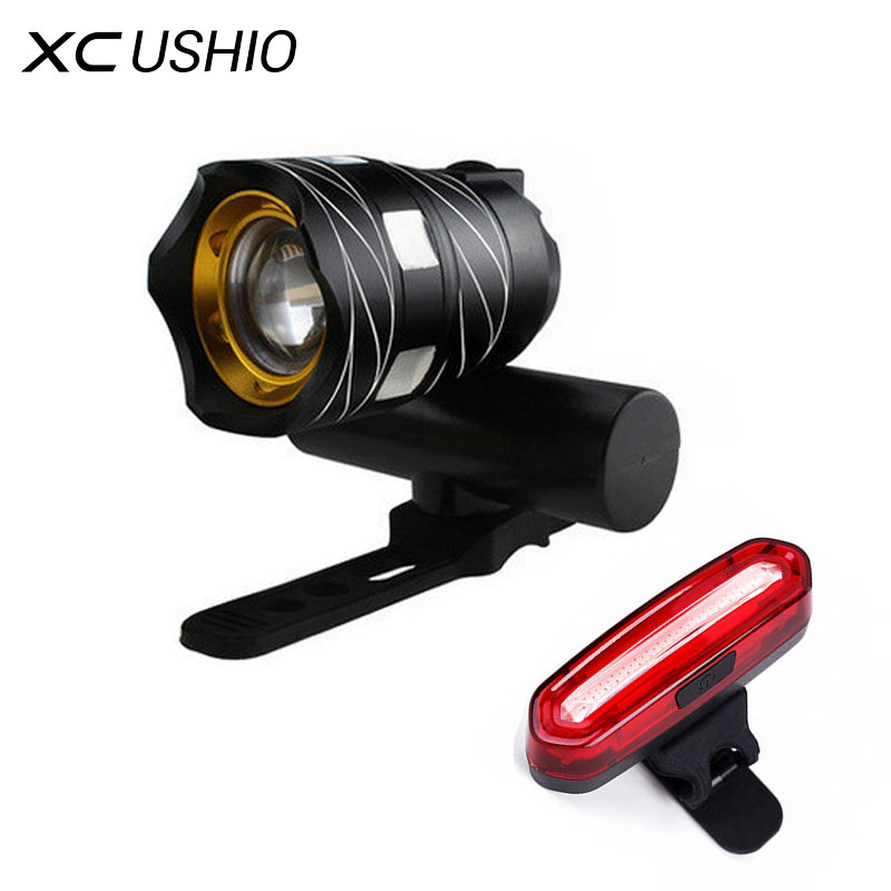 

Bike Lights XC USHIO USB Rechargeable LED Bicycle Light Zoomable 15000LM T6 Front Torch 3 Modes Cycling Headlight
