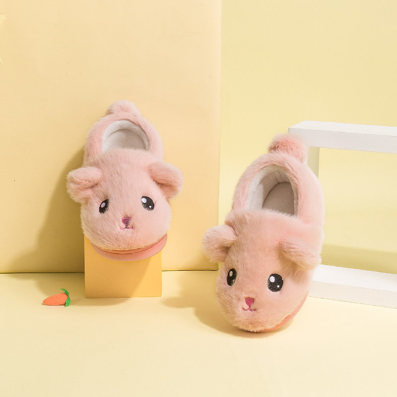 

kids girls cotton slippers baby plush velvet shoes winter cute children indoor slippers warm boy thicken home shoes fashion, Gray