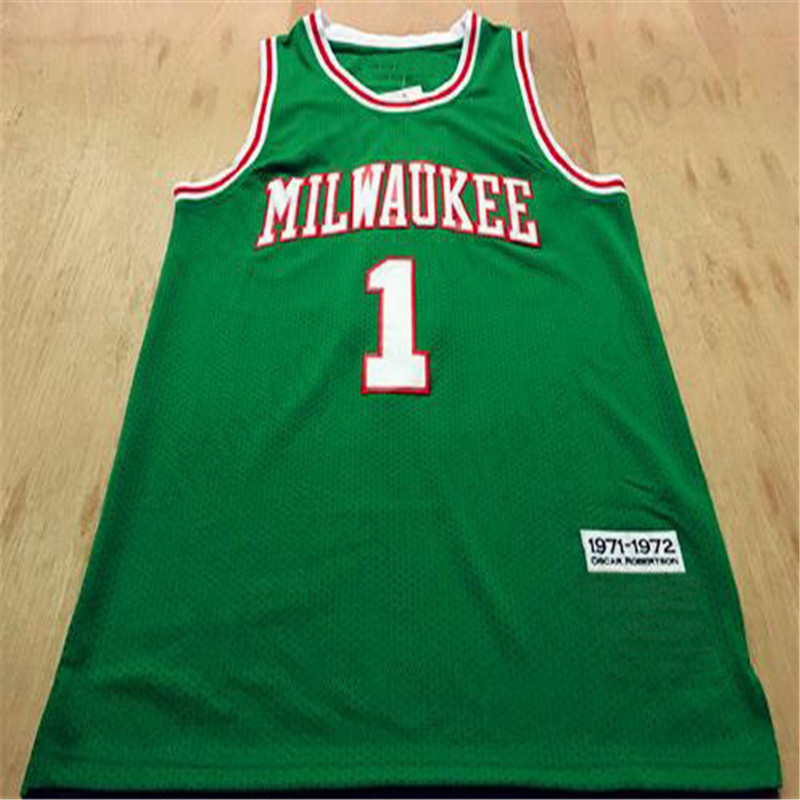 

Oscar Robertson 1971-1972 green Basketball mens stitched mesh Jersey size S-3XL