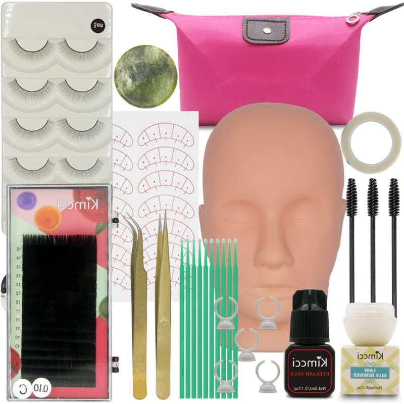 

False Eyelashes Extension Practice Exercise Kit Makeup Mannequin Head Set Grafting Eyelash Tools Kit Practice Eye Lashes Graft