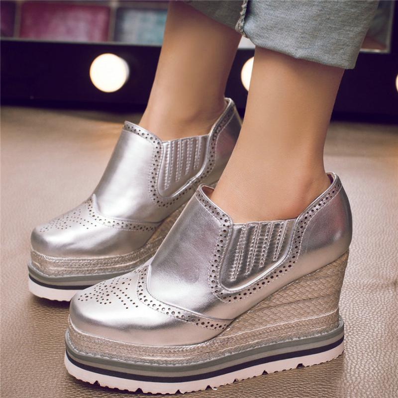silver platform oxfords