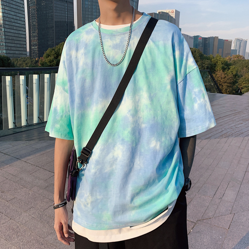 

Men Tie Dye Japanese Streetwear T Shirt 2020 Summer Mens Harajuku Cotton T-Shirt Male Korean Oversize Tops 5XL Tees SA-8, Black
