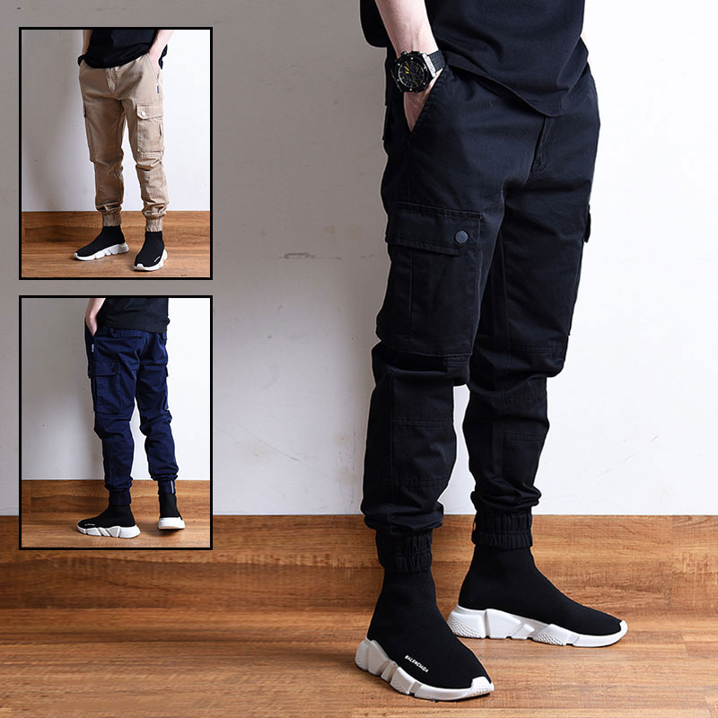 

Fashion Streetwear Men Jeans Loose Fit Big Pocket Casual Cargo Pants Japanese Style High Quality Hip Hop Joggers Pants Men, Black