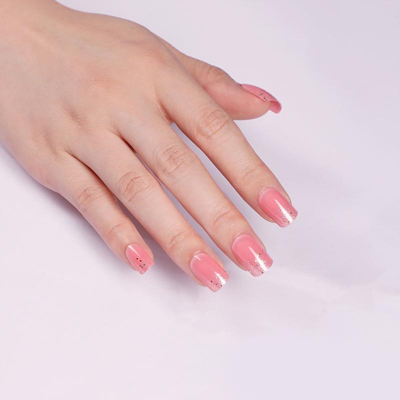 

24pcs Rose-red Glitter Powder Fake Nails Patch Mid-length Square Head Suitable Girl Decoration Finished Products TN, White