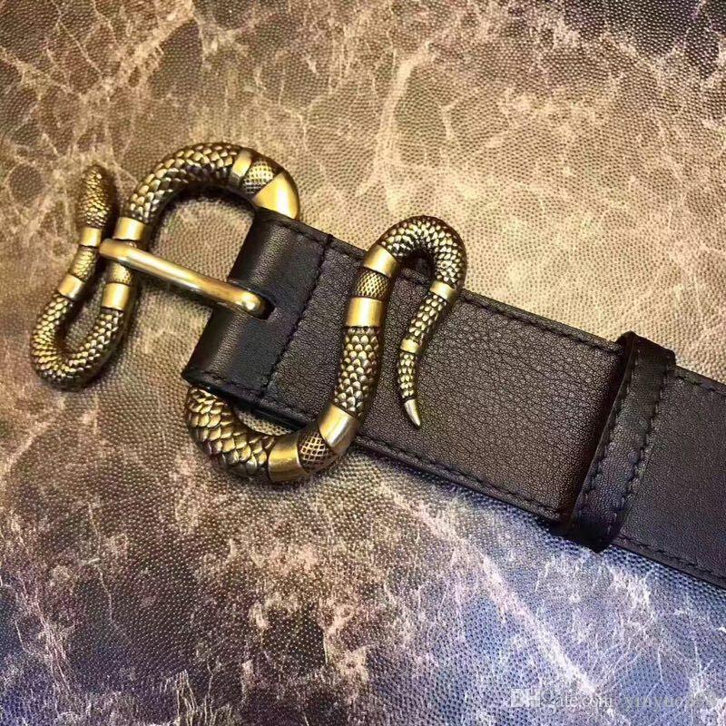 

Hot selling BLACK Snake pattern buckle Mens Belts Luxury High Quality Designer Belts For Men And Women riem styles for gift, Black;brown