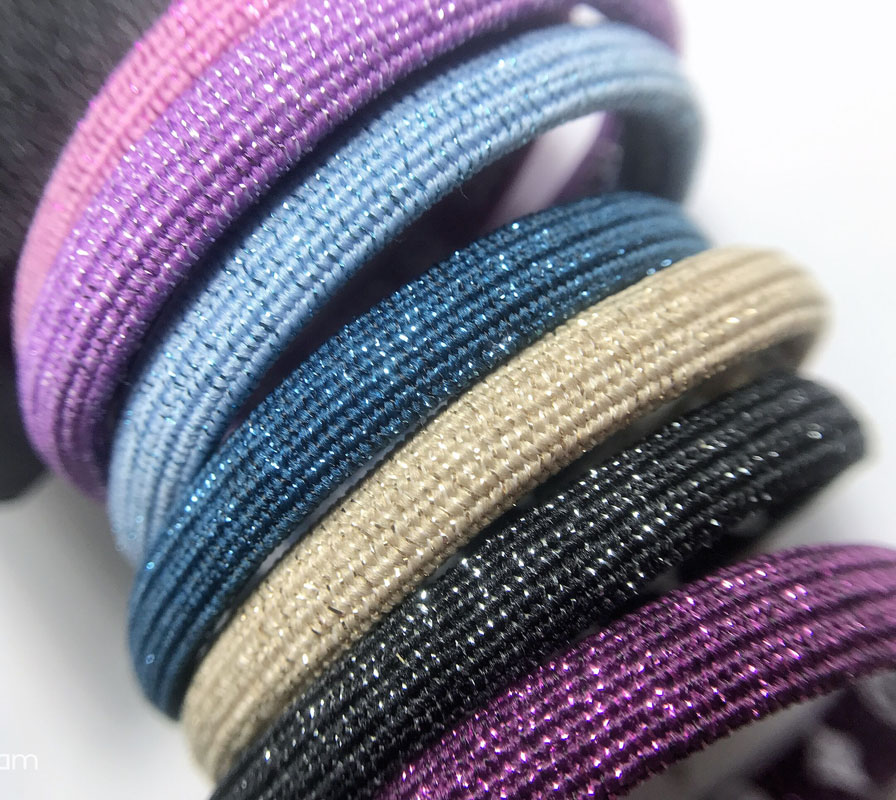 

7 Colors 2 styles sparkle hair ring bright line printing hair rope Jewelry horse tail tie elastic durable sturdy Hair Rubber Bands hand line, Pink