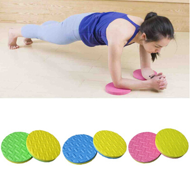

2PCs/ Pair Mini Plank Pad Cushion Elbow Sports Protection Yoga Workout Training Disk Round Knee Wrist Elbow Pain Exercise Mats, Blue