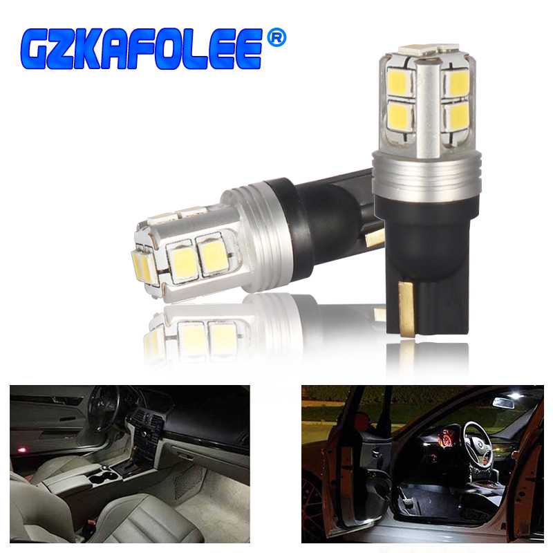 

White 2pcs Super Bright T10 W5W LED 2835 Car Lamps 168 194 Turn Signal License Plate Light Trunk Clearance Lights Reading Lamp, As pic