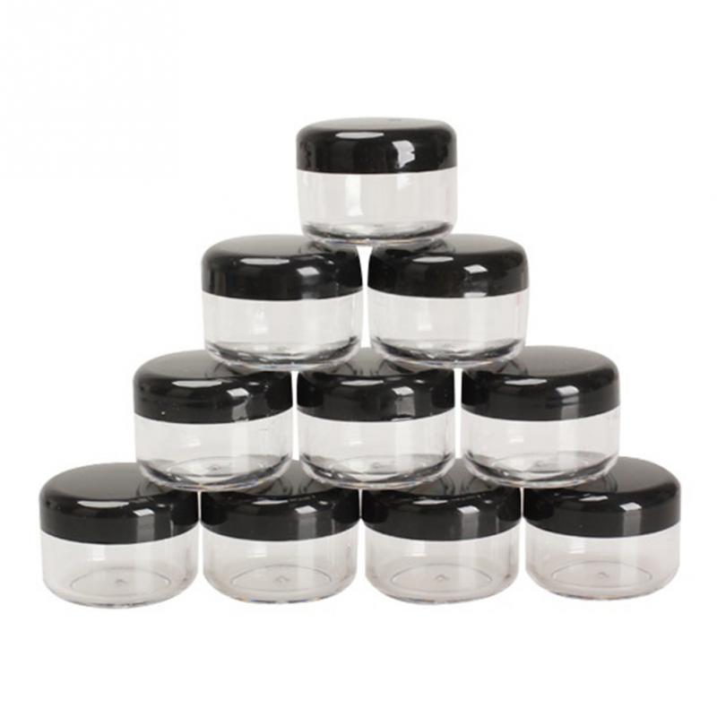 

10Pcs Transparent Mini Cream Bottle Jars Pot Cosmetic Empty Jar Pot Plastic Sample Container for Nail Art Storage Travel Bottle