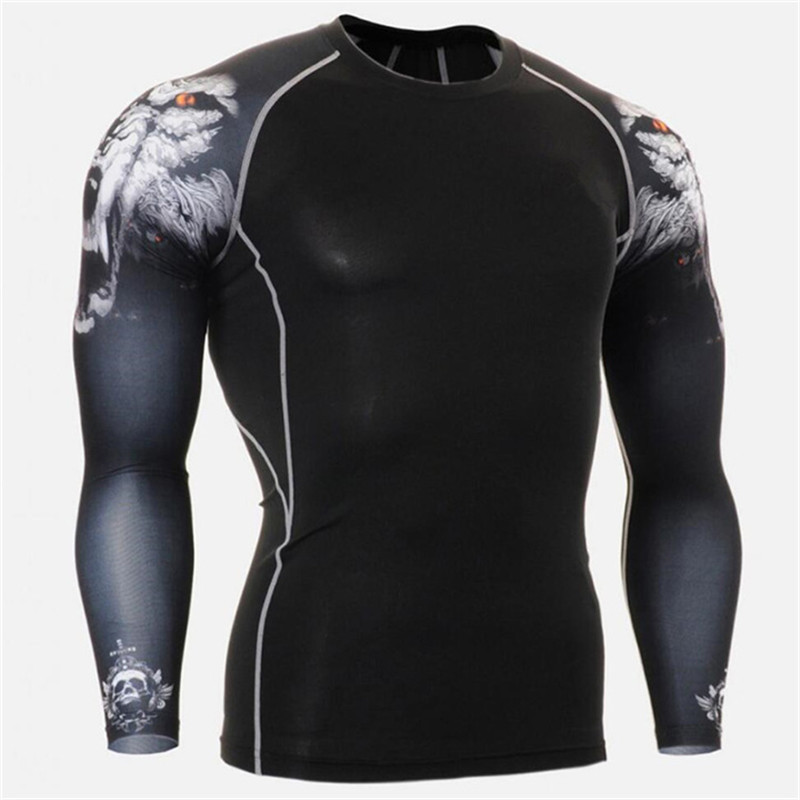 

Compression Tights Men Fitness Running Shirt 3D Printed T-shirt 2020 new Breathable Long Sleeve Sports Top Rashgard Gym T Shirts, Tc117