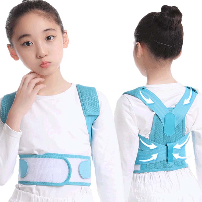 

Breathable folded kyphosis correction brace belt for children Back Support Shoulder Belt Children Kyphosis correction, Blue