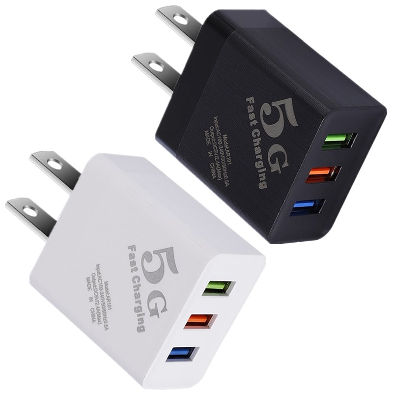 

Universal 3 Usb Ports 5V 2.4A Eu US Wall Charger Power Adapter For IPhone Samsung Huawei Android phone mp3