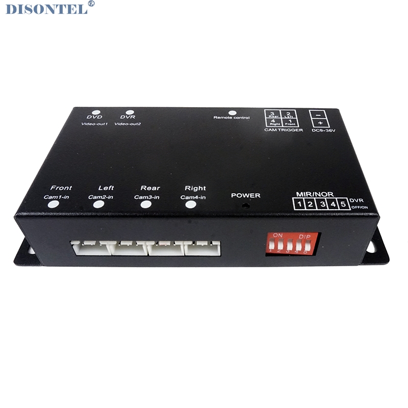 

360 view Combiner Box Split Screen car camera control box support 4 camera video together rear left right side front view