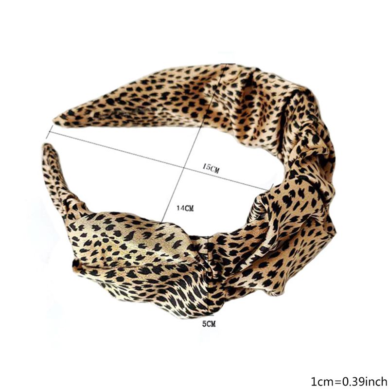 

Vintage Leopard Print Hair Hoop Women Elegant Pleated Wrinkled Elastic Bandana 449F