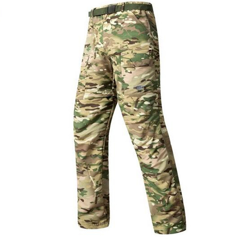 

Mens Detachable Tactical Fast Dry Camouflage Pants Outdoor Hiking Climbing Training Breathable Removable Trouser Shorts, Black