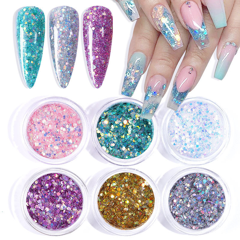 

16 Colors Heart-shaped butterfly patch Nail Art Decoration Decals Glitter Flake Nail Sequins Manicure Nail Supplies Tool
