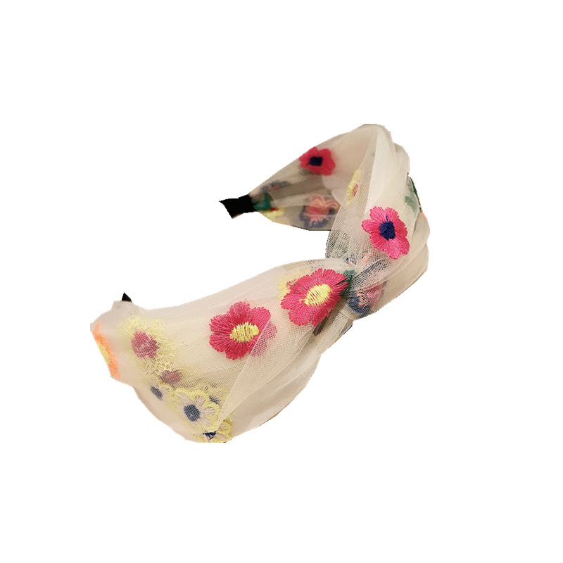 

Daisy Mesh Immortal Hairband Sweet Lace Yarn Embroidered Flower Korean Headband Hair Fixer Headdress Female Hair Accessories