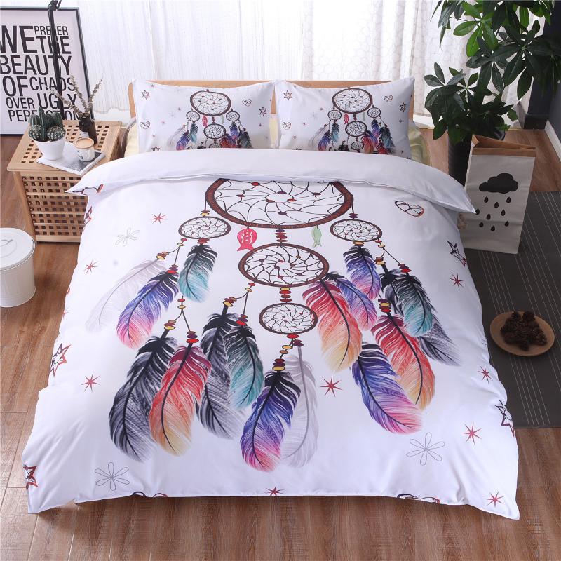 

3D HomeHot Selling Europe American Style Dream Catcher Elephant Luxury Bedding Set King Size Duvet Cover Pillow Case 3pcs Set, White