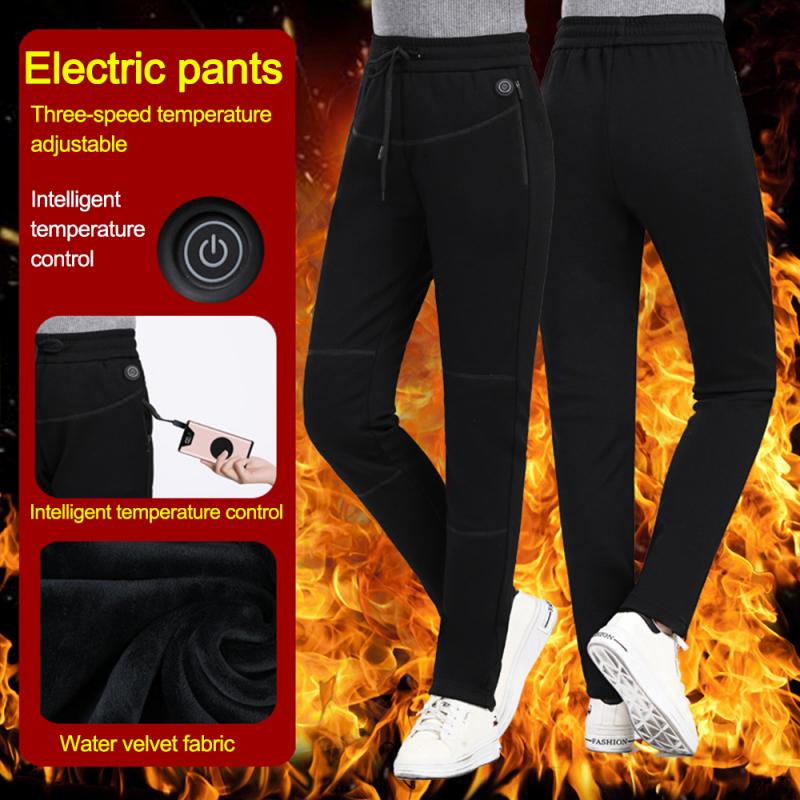 

Women Men Winter Outdoor Hiking Heating Trousers Slim USB Charging Heated Pants Skiing Charging Electric Heated Pants Trousers, Male