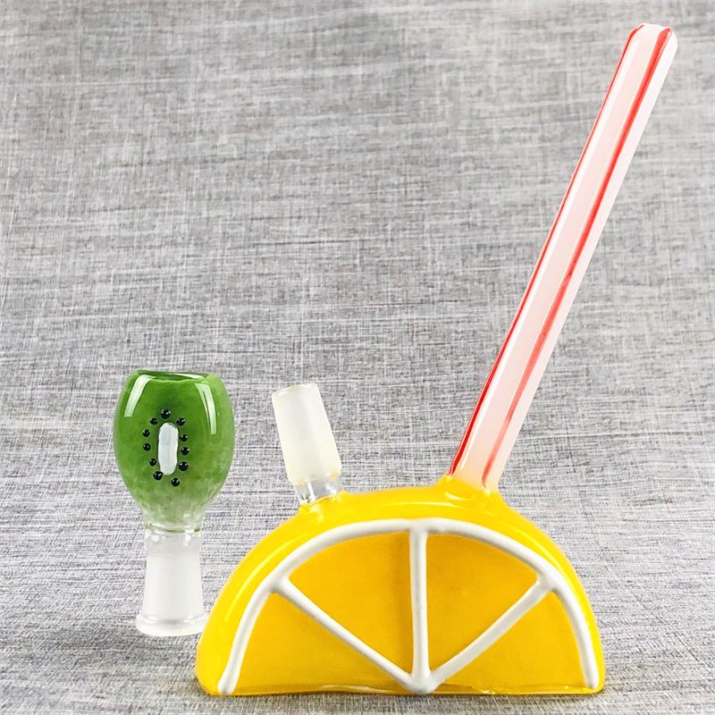 

Mini Fruit Glass bong Lemon water smoke bongs dap rig with 14mm female Kiwi bowl for chicha shisha