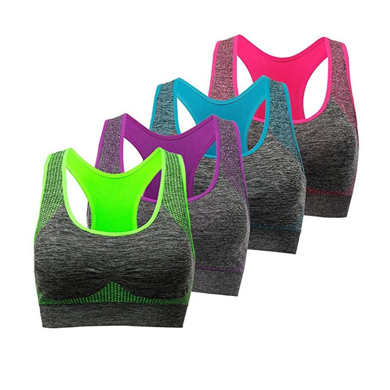 

Women's Sports Bra Breathable Casual Yoga Fitness Running -proof Non-steel Ring Seamless Soft Knitted Elastic Underwear, Blue