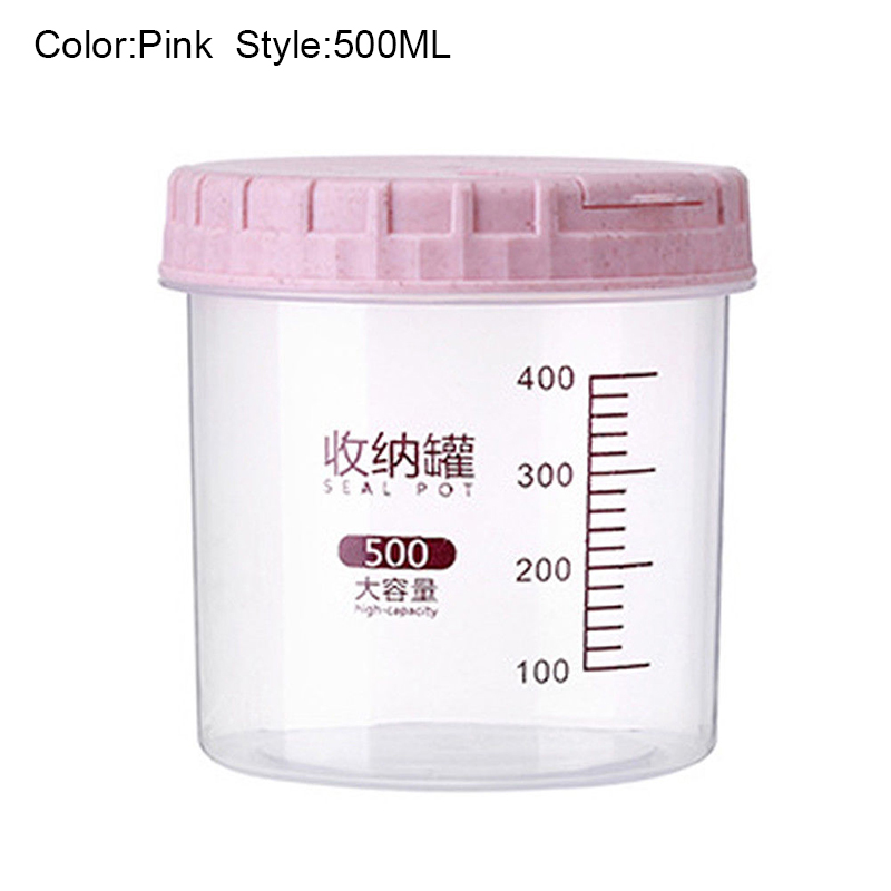 

300/500/700/1100/1800ml Platstic Transparent Storage Jar Round Sealed Tank Cereal Containers Caddy 66CY