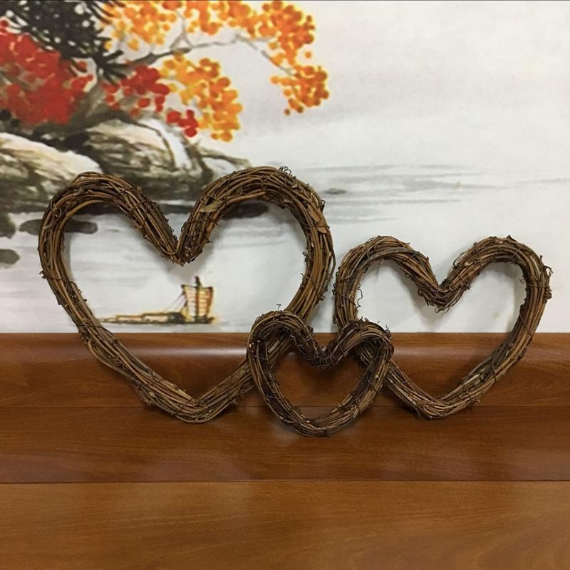 

DIY Heart Wreath Artificial Rattan Garland Wedding Christmas Tree Hanging Decor, As shown