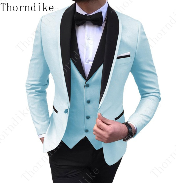 

2020 Tailored Men Coat Pant Casual Double Breasted Men Slim Fit Suit Sky Blue Tuxedo Groom Blazer Wedding Suit Terno Masculino, 2 pieces